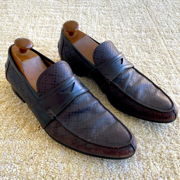 Gucci Men’s Brown Diamante Leather Penny Slip On Driving Loafers Size 11 US - Picture 2 of 15